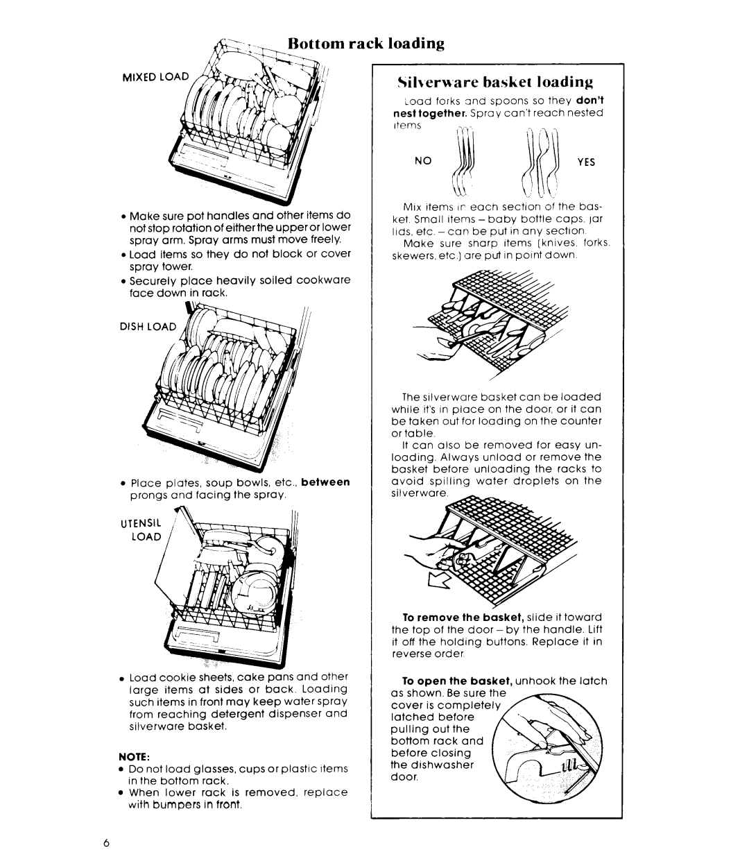 Whirlpool DU9400XT Series manual Om rack loading Sih.erw,are basket loading, Noyes 