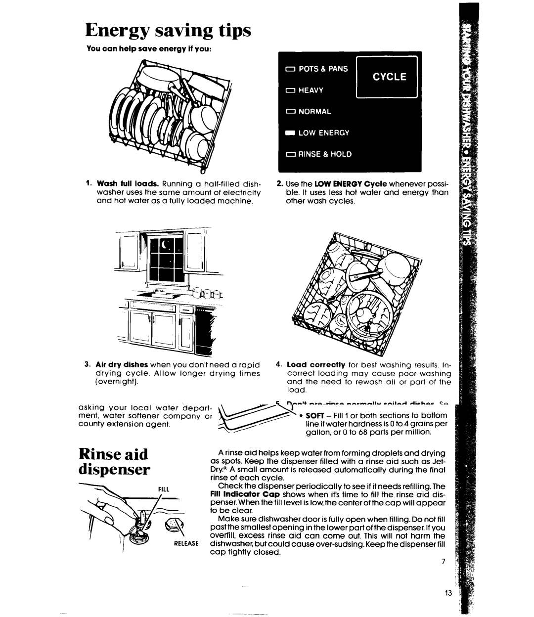 Whirlpool DU9450XT manual Energy saving tips 