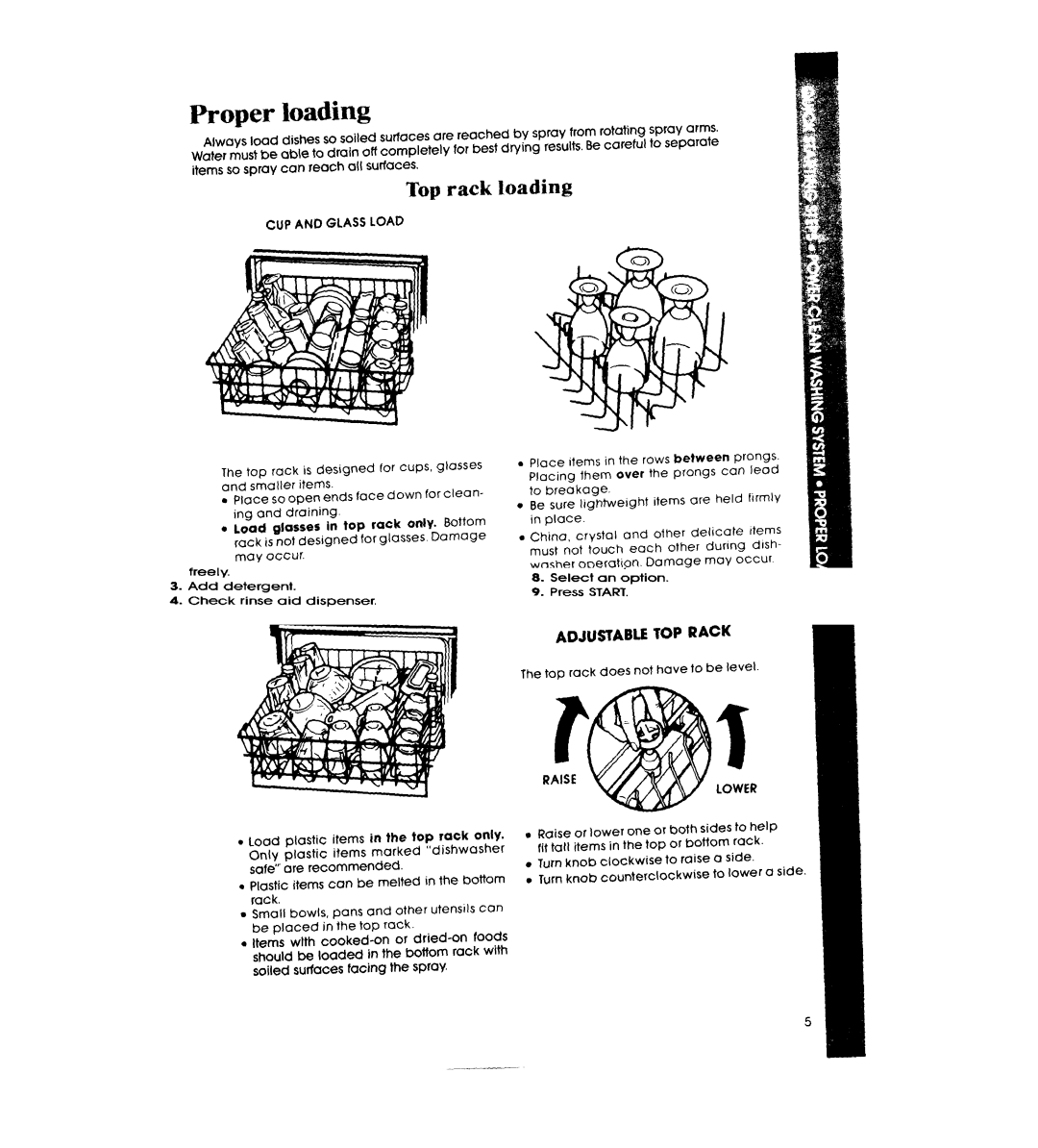 Whirlpool DU9450XT manual Top rack loading, CUP and Glass Load, Mixed Load, Lower 