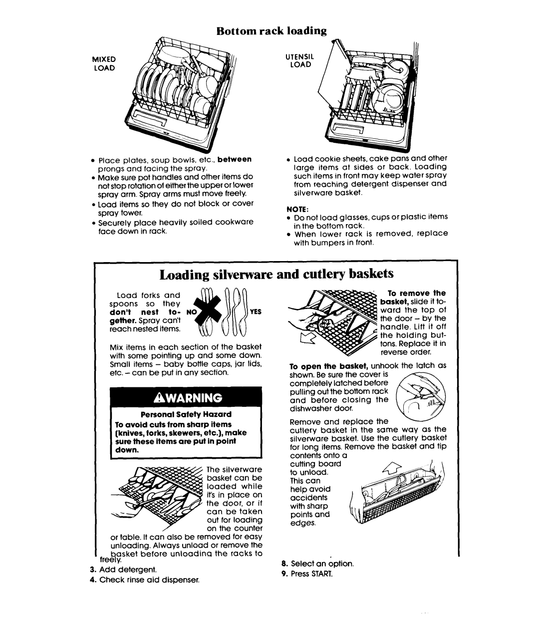 Whirlpool DU9450XT manual Utensil Load 