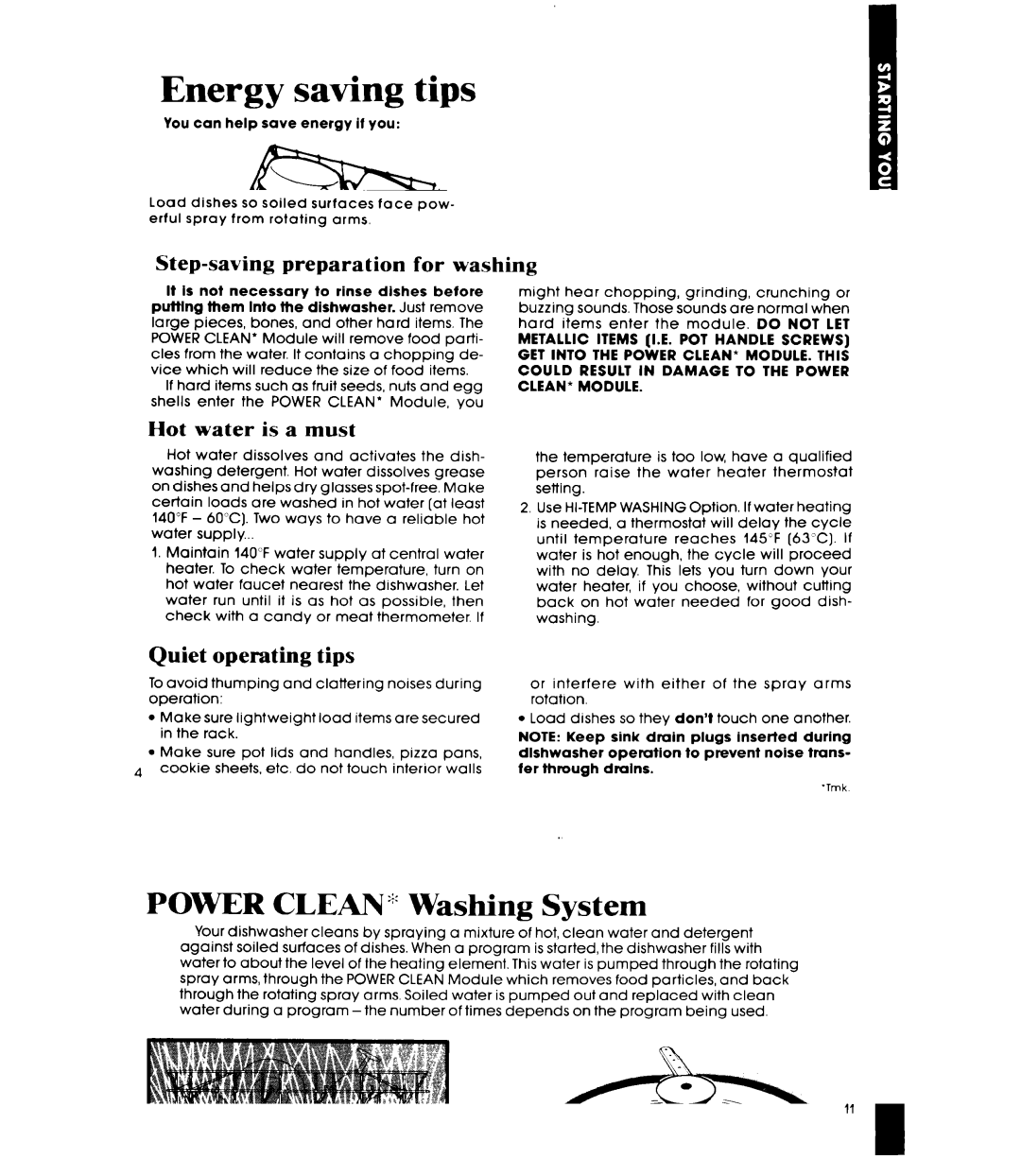 Whirlpool DU9500XR manual Energy saving tips 