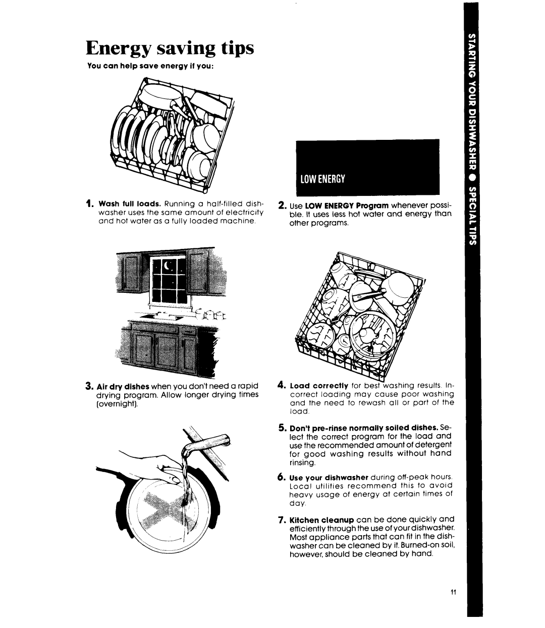 Whirlpool DU9500XR manual Energy saving tips 
