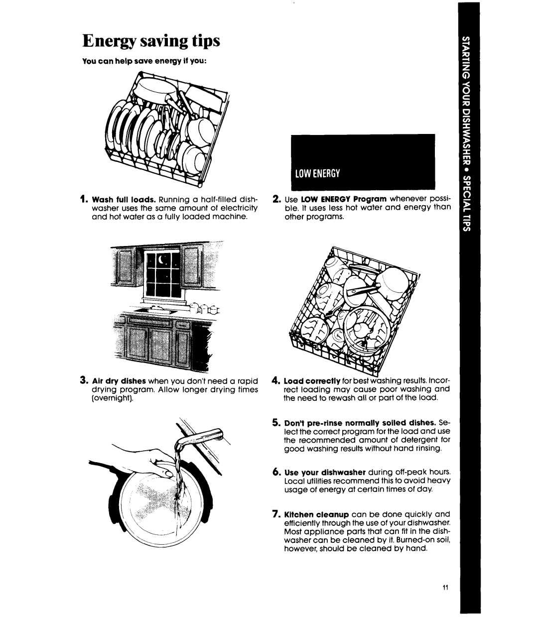 Whirlpool DU95OOXS manual Energy saving tips 