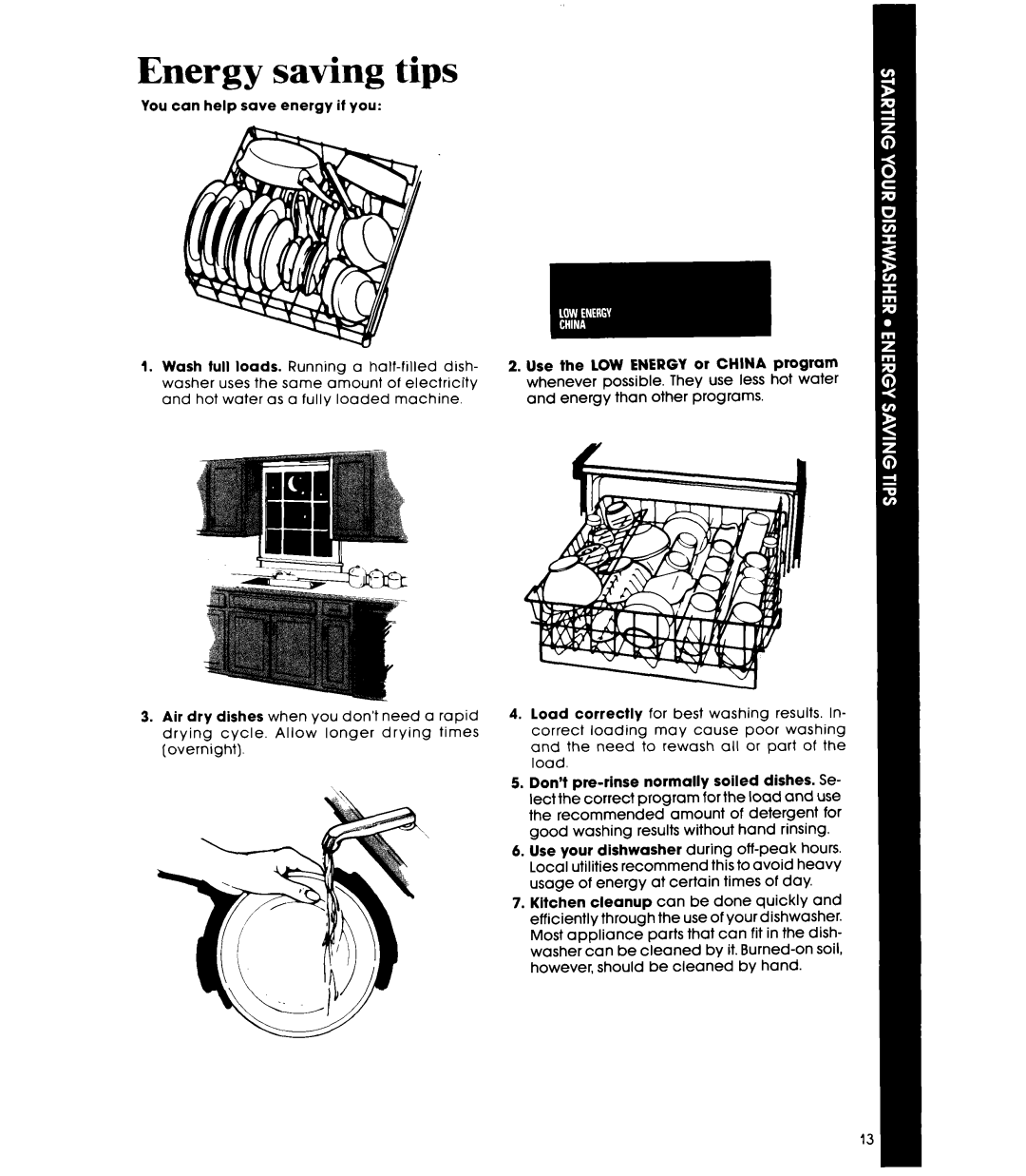 Whirlpool DU9700XR manual Energy saving tips 