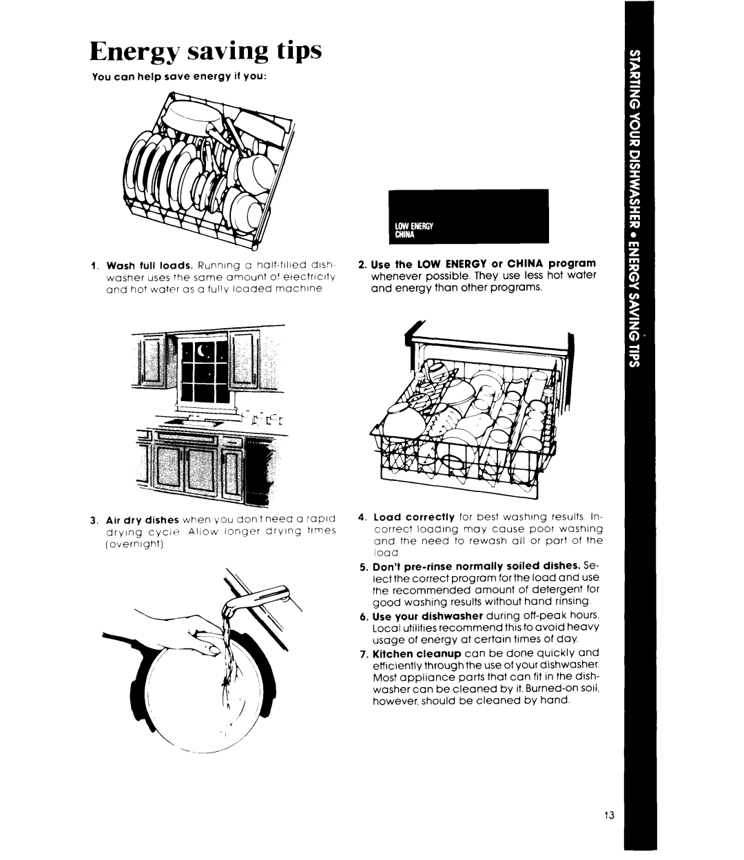 Whirlpool DU9700XT manual Energy saving tips 