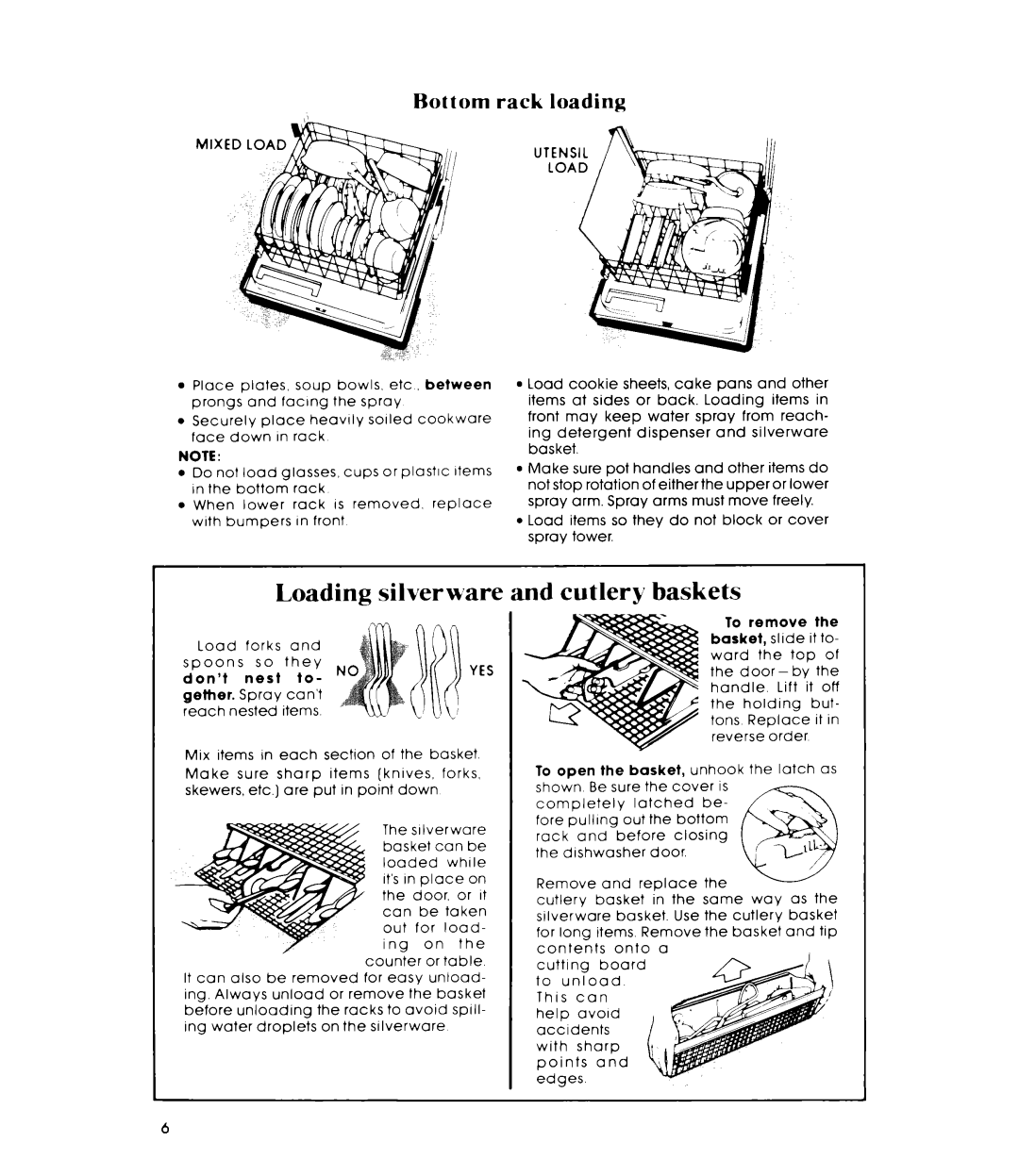 Whirlpool DU9700XT manual Bottom rack loading, Utens LOA 