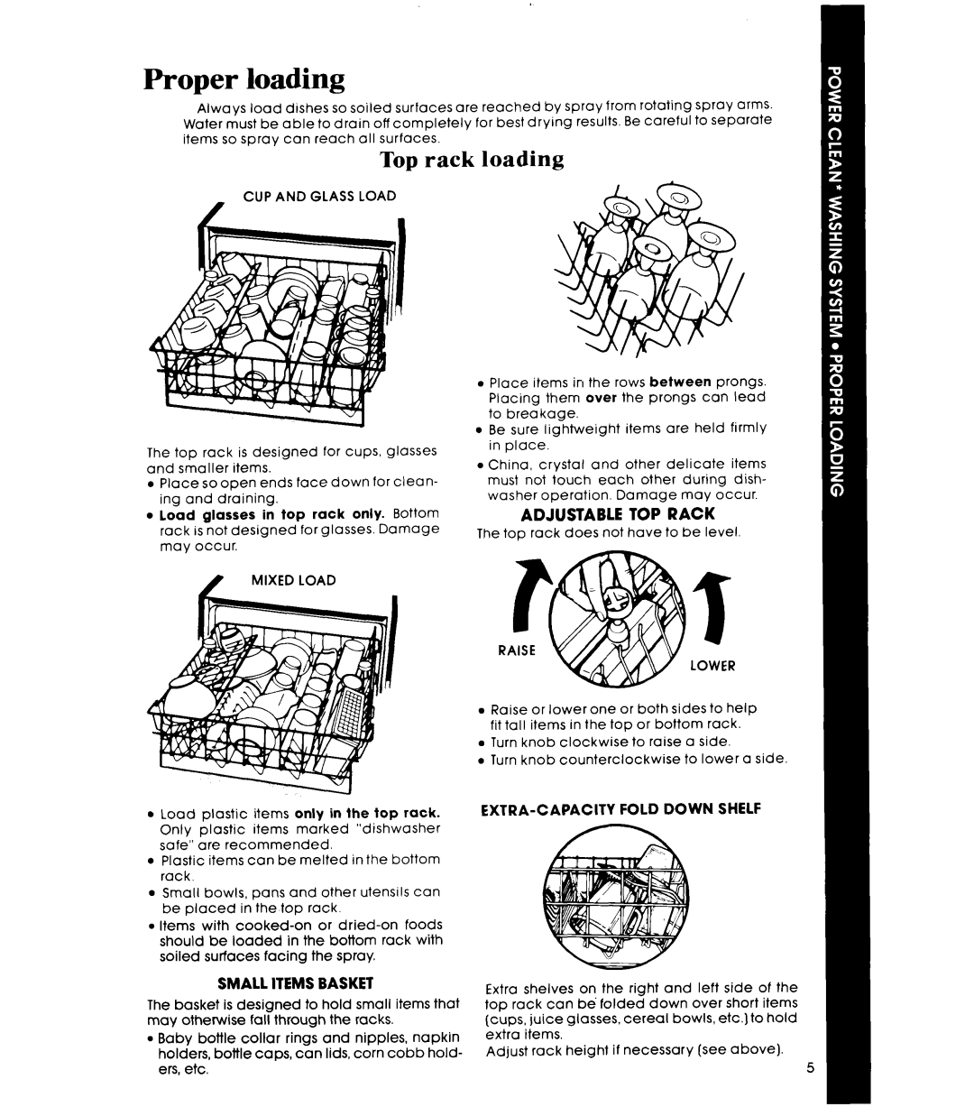 Whirlpool DU9900XR manual Proper loading, Top rack loading 