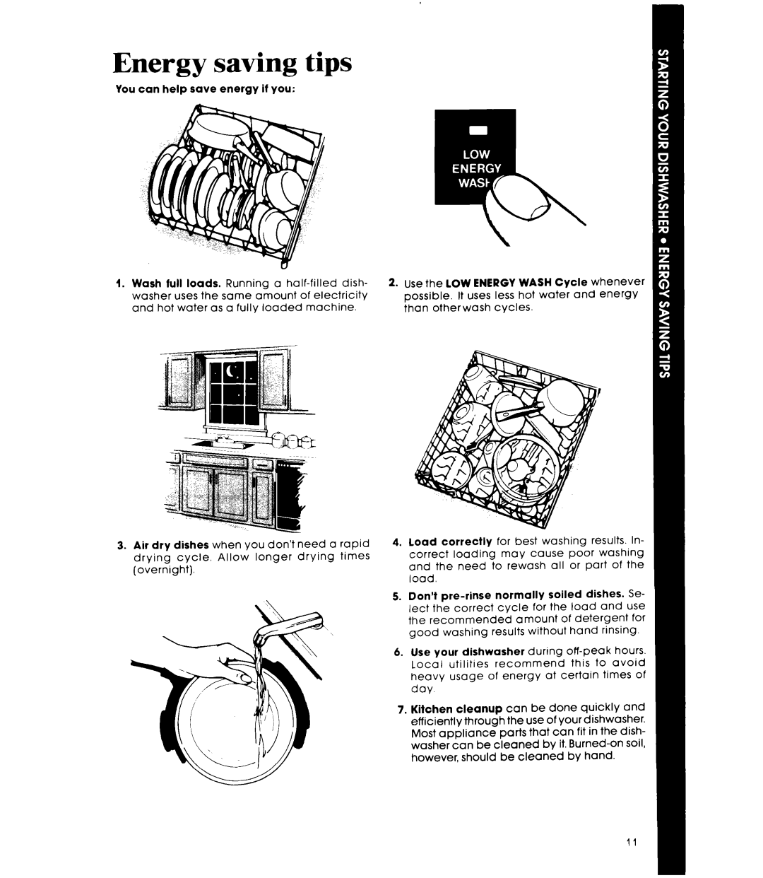 Whirlpool DU9900XR manual Energy saving tips 