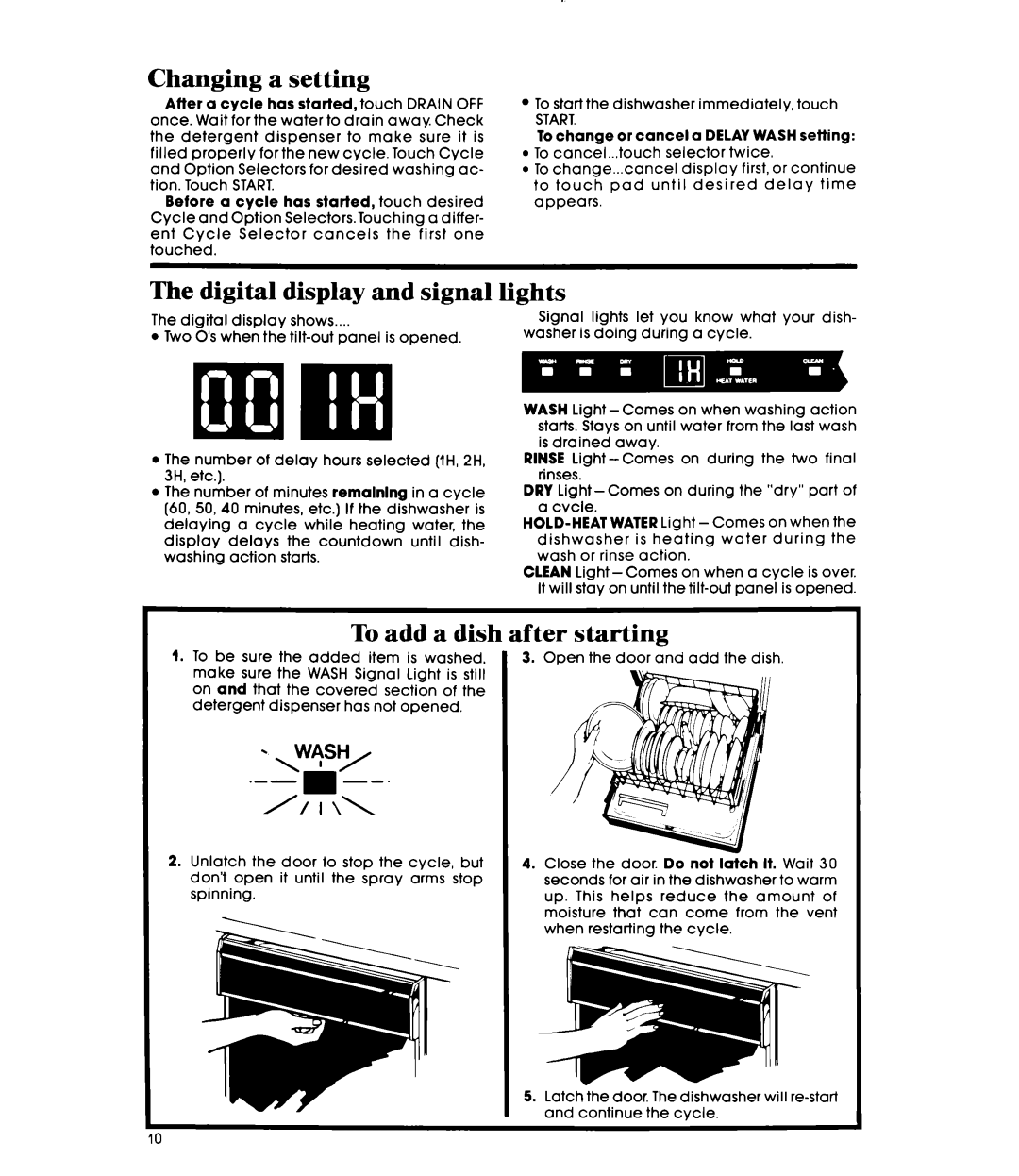 Whirlpool DU9903XL manual Changing a setting, Start 