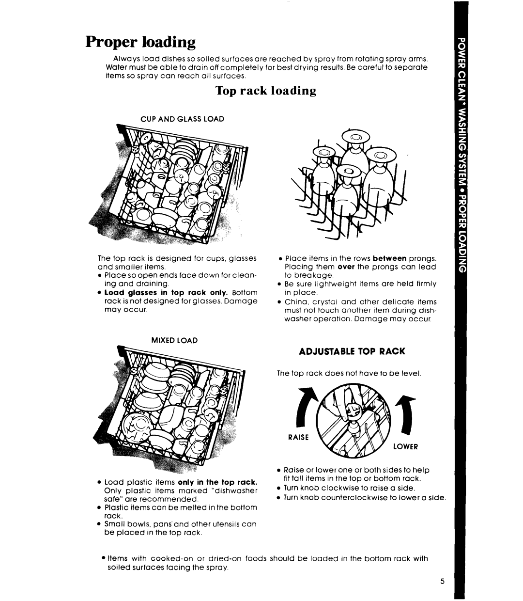 Whirlpool DUSOOXR manual Proper loading, Top rack loading 