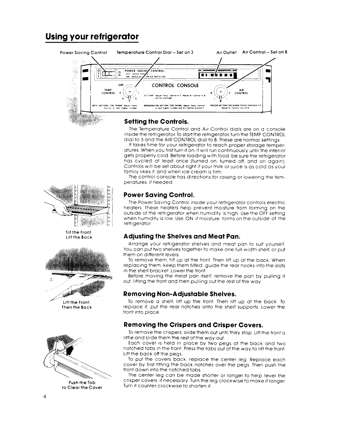 Whirlpool EB19AKXL warranty Using your refrigerator 