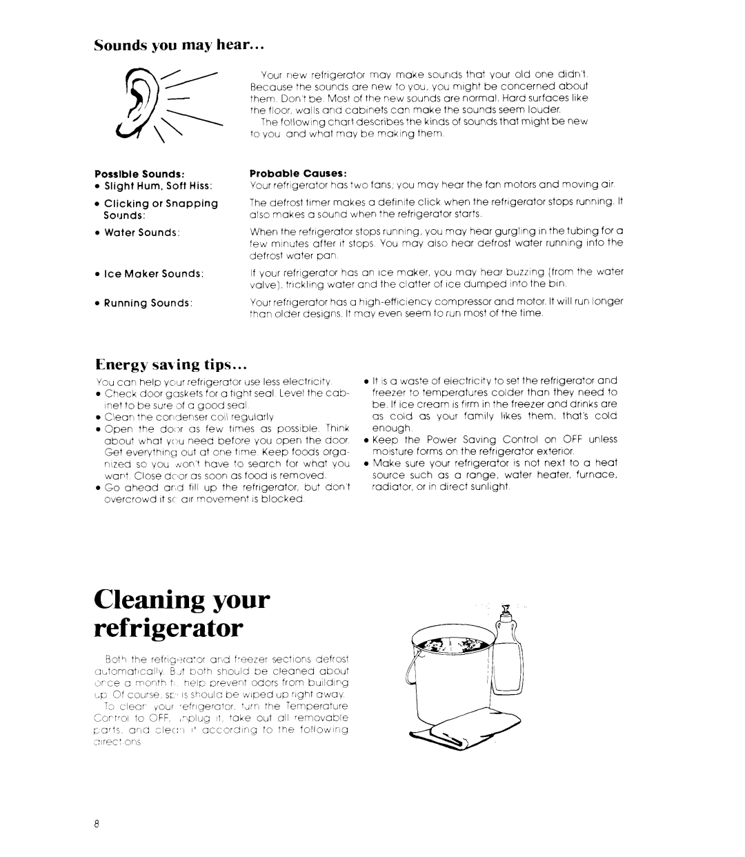 Whirlpool EB19MK manual Sounds you may hear, Energy sa\ing tips 