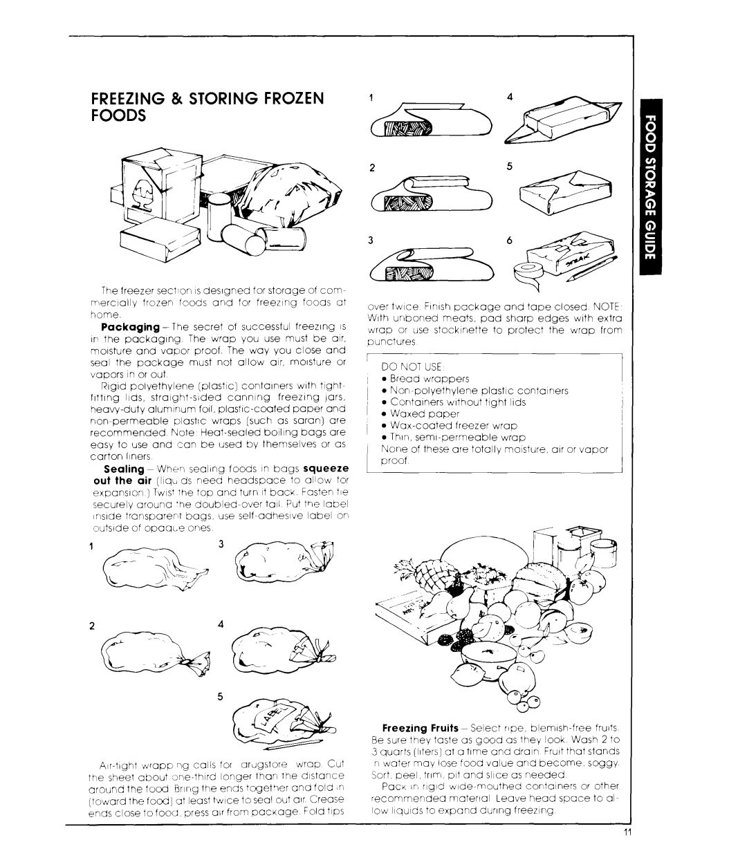 Whirlpool EB19MK manual Freezing & Storing Frozen Foods, Fruits 