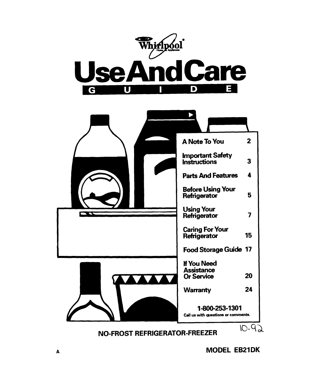 Whirlpool EB21DK warranty UseAndCare 