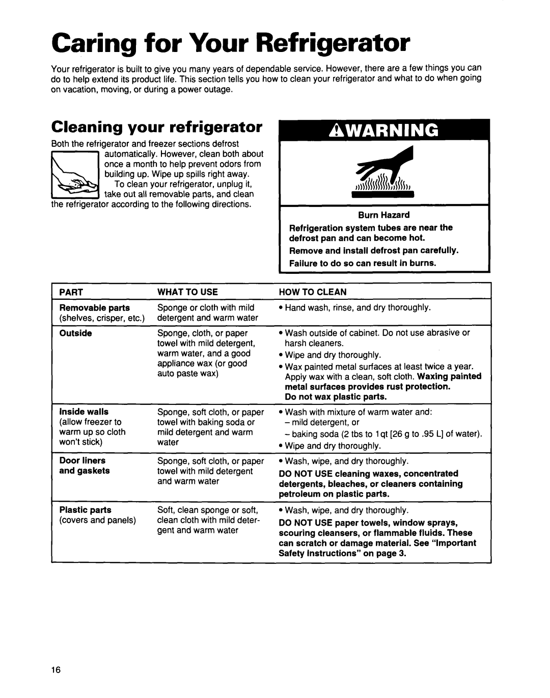 Whirlpool EB21DKXDB01 warranty Both the refrigerator and freezer sections defrost, Building up. Wipe up spills right away 