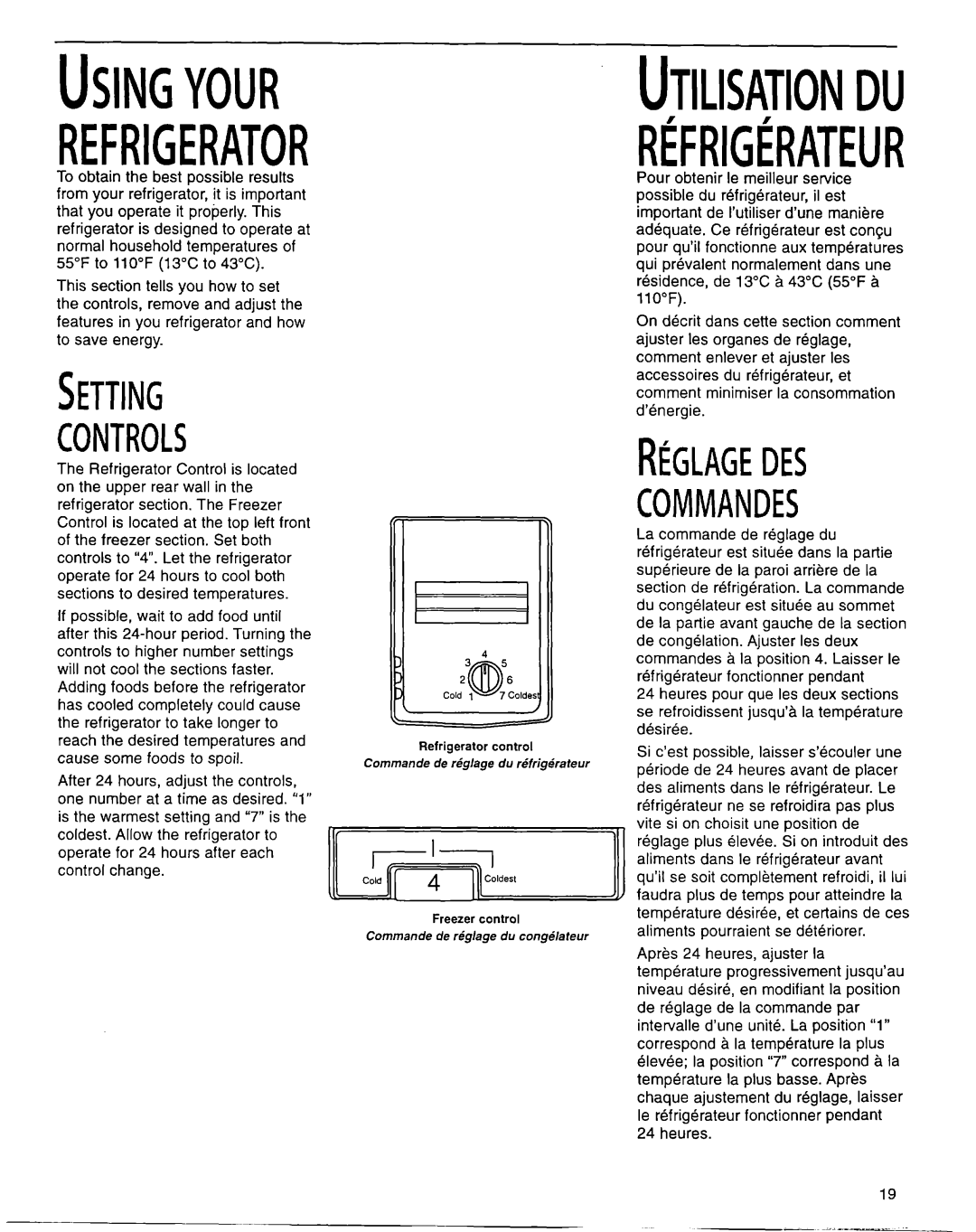 Whirlpool EB22DKXFB00 manual Setting Controls, Commandes 