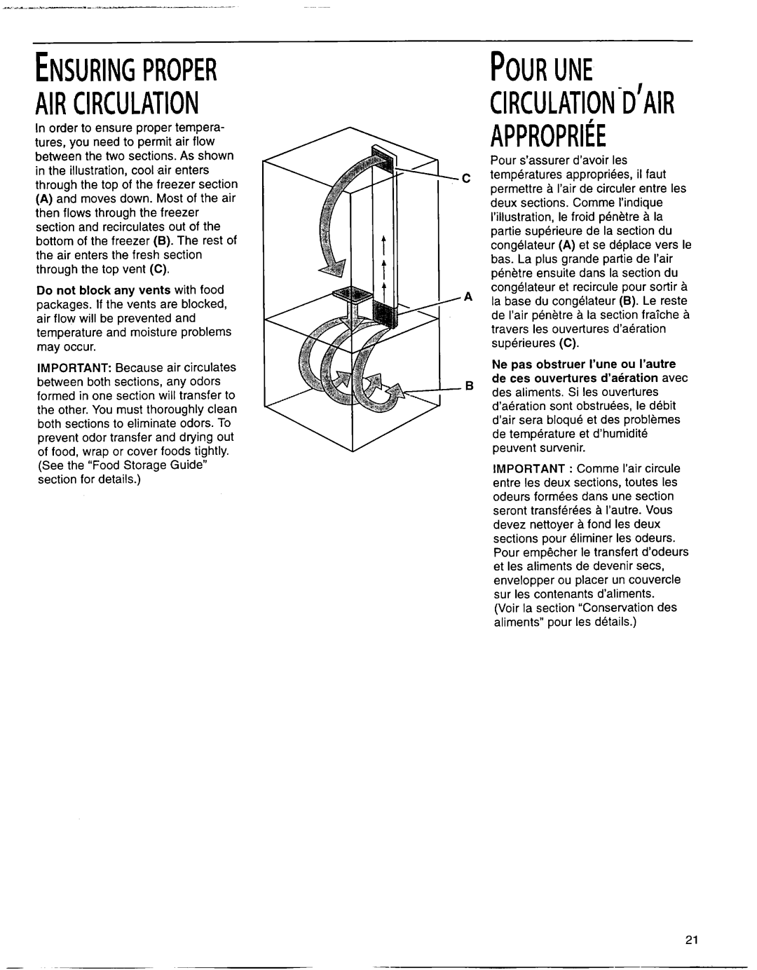 Whirlpool EB22DKXFB00 manual Pourune CIRCULATION-DAIR APPROPRItE 