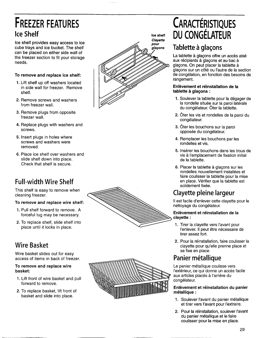 Whirlpool EB22DKXFB00 manual Freezerfeatures 