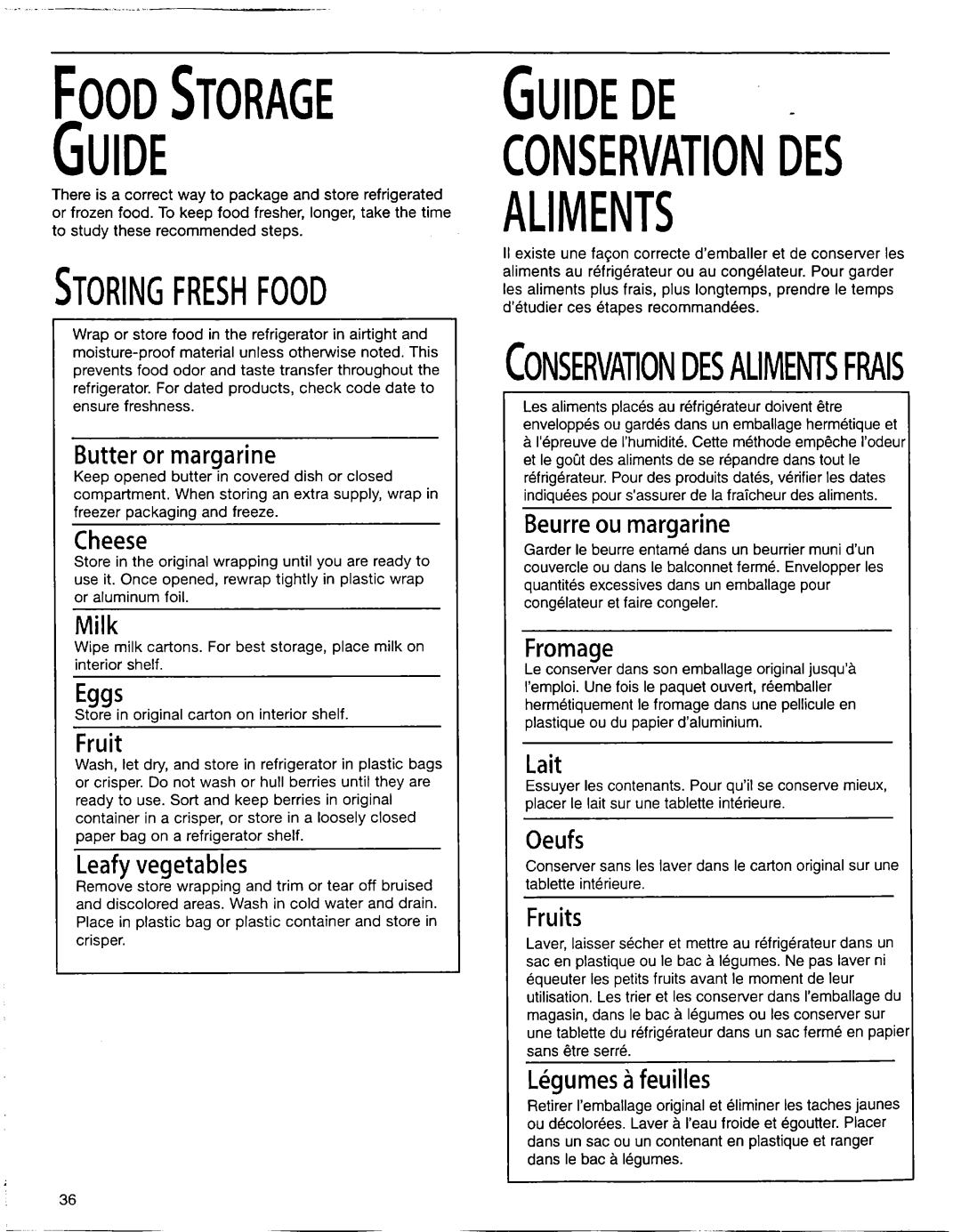 Whirlpool EB22DKXFB00 manual Storingfreshfood 