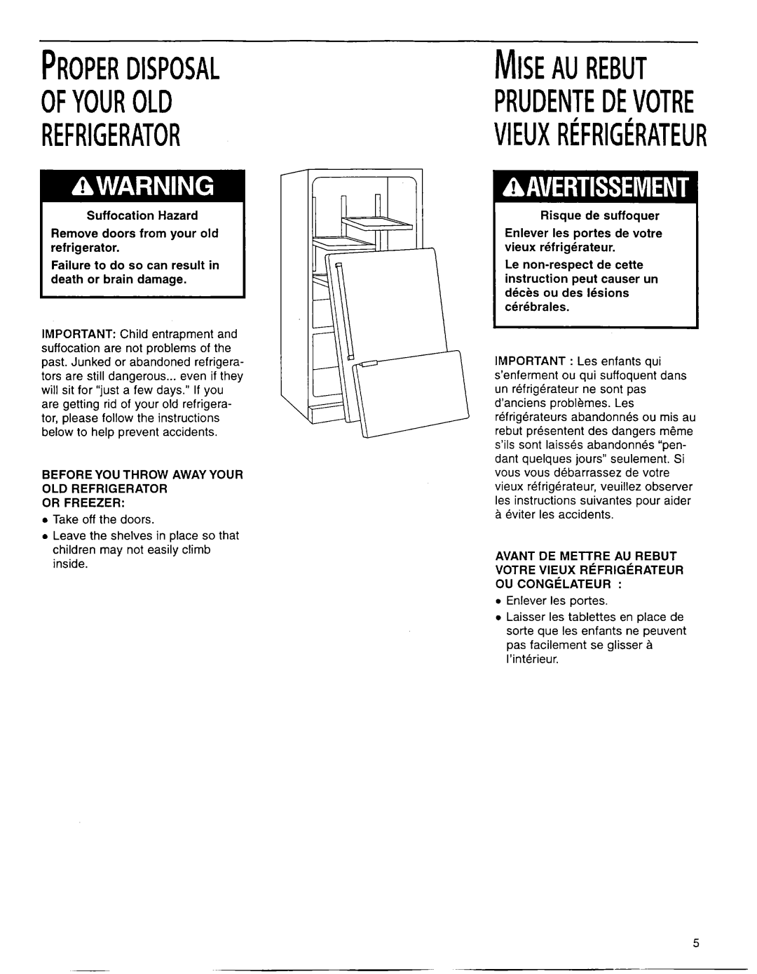 Whirlpool EB22DKXFB00 manual Miseaurebut, Properdisposal Ofyourold Refrigerator 