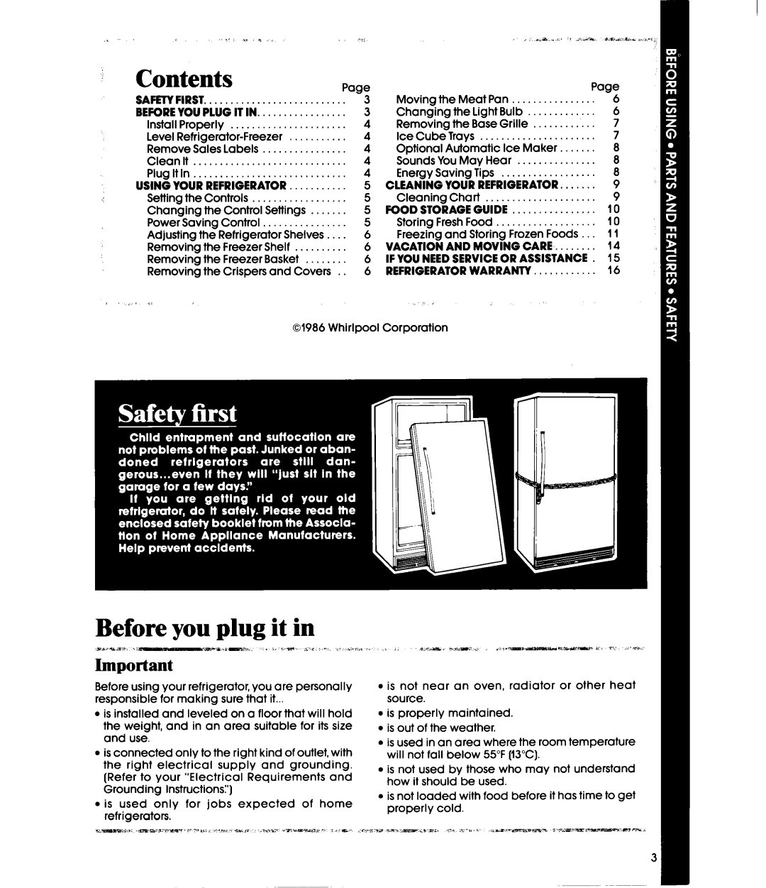Whirlpool EBI9MK manual Contents Page, Before you plug it in 