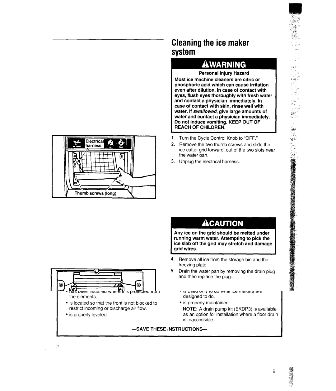 Whirlpool EC510 manual Cleaning the ice maker system 