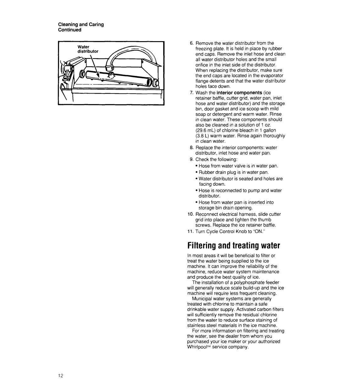 Whirlpool EC510 manual Filteringandtreatingwater 