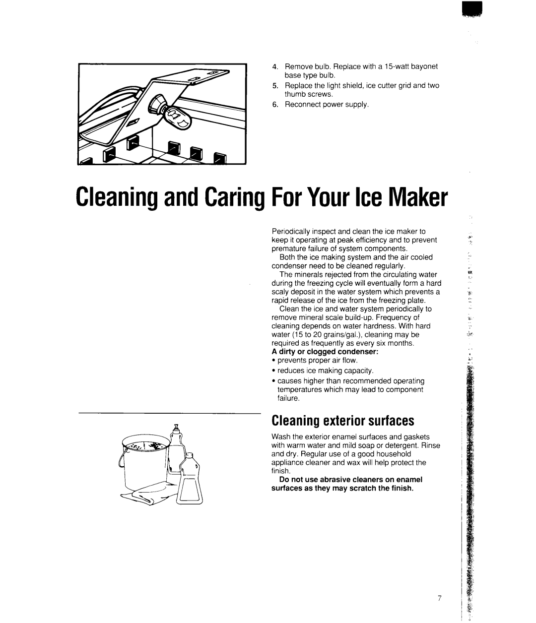Whirlpool EC510 manual CleaningandCaringForYourIceMaker, Cleaningexteriorsurfaces 
