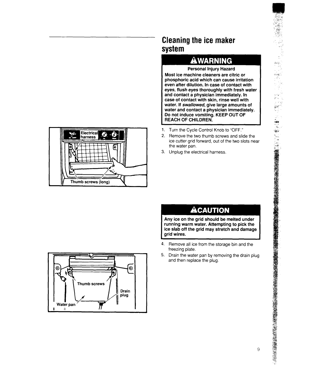 Whirlpool EC510 manual Cleaning the ice maker system 
