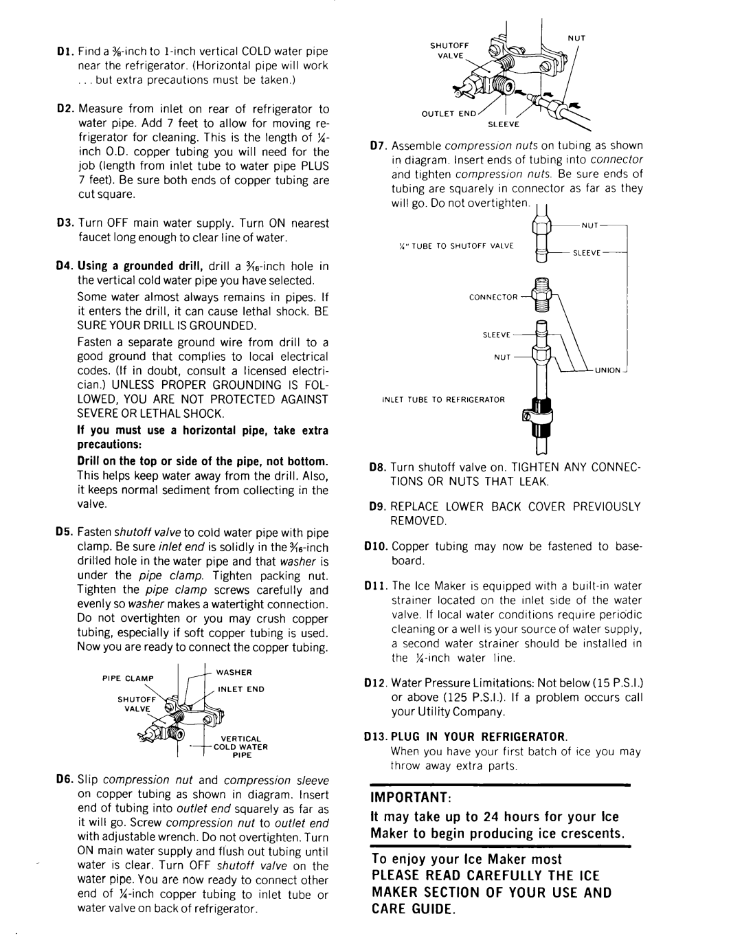 Whirlpool ECKMF-28 manual LOWED, YOU are not Protected Against Severe or Lethal Shock, D13. Plug in Your Refrigerator 