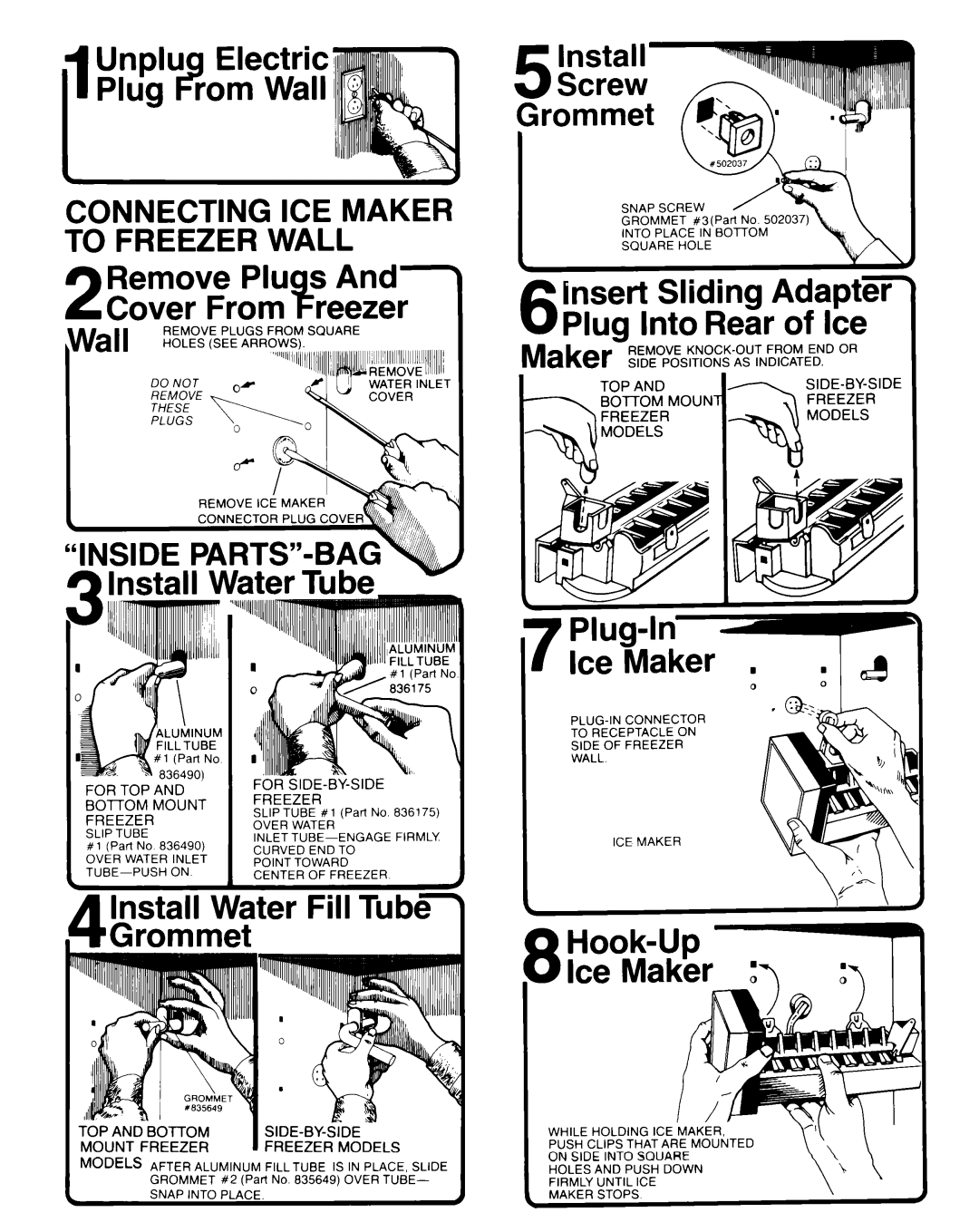 Whirlpool ECKMF-64 manual 4Install W‘ater Fill Tubr Grommet 