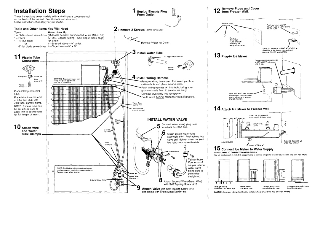 Whirlpool ECKMF-831 manual Tools and Other Items You Will Need, Plastic Tube, Install Water Tube Tall Wiring Harness 