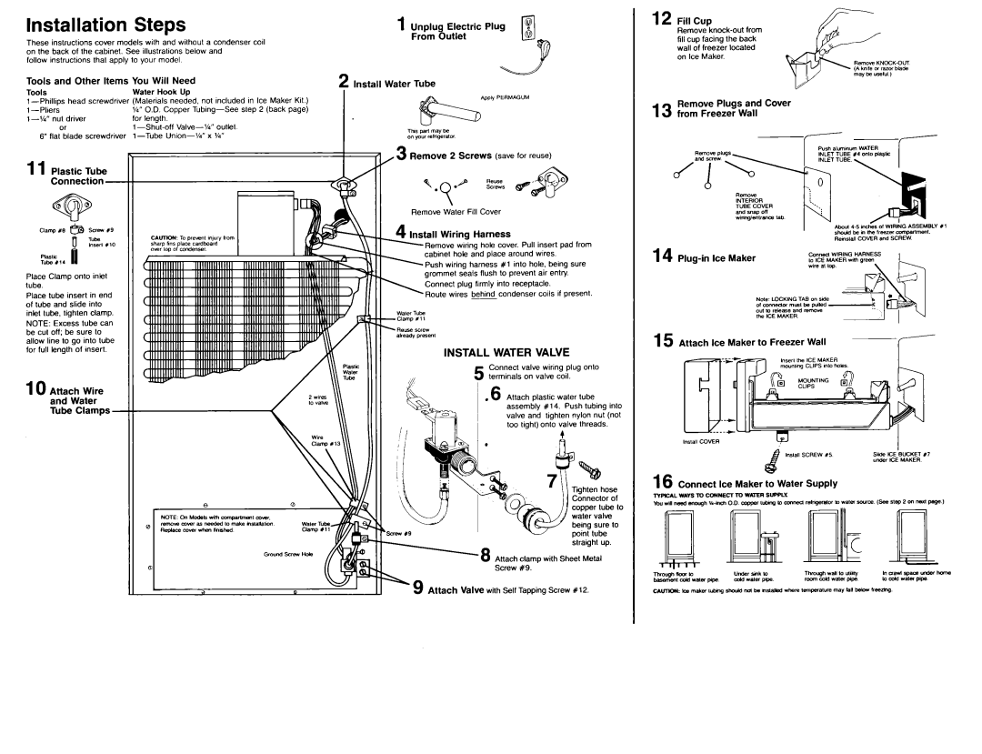 Whirlpool ECKMF-86 manual Tools and Other Items You Will Need, Plastic Tube Connection, Remove 2 Screws save for reuse 