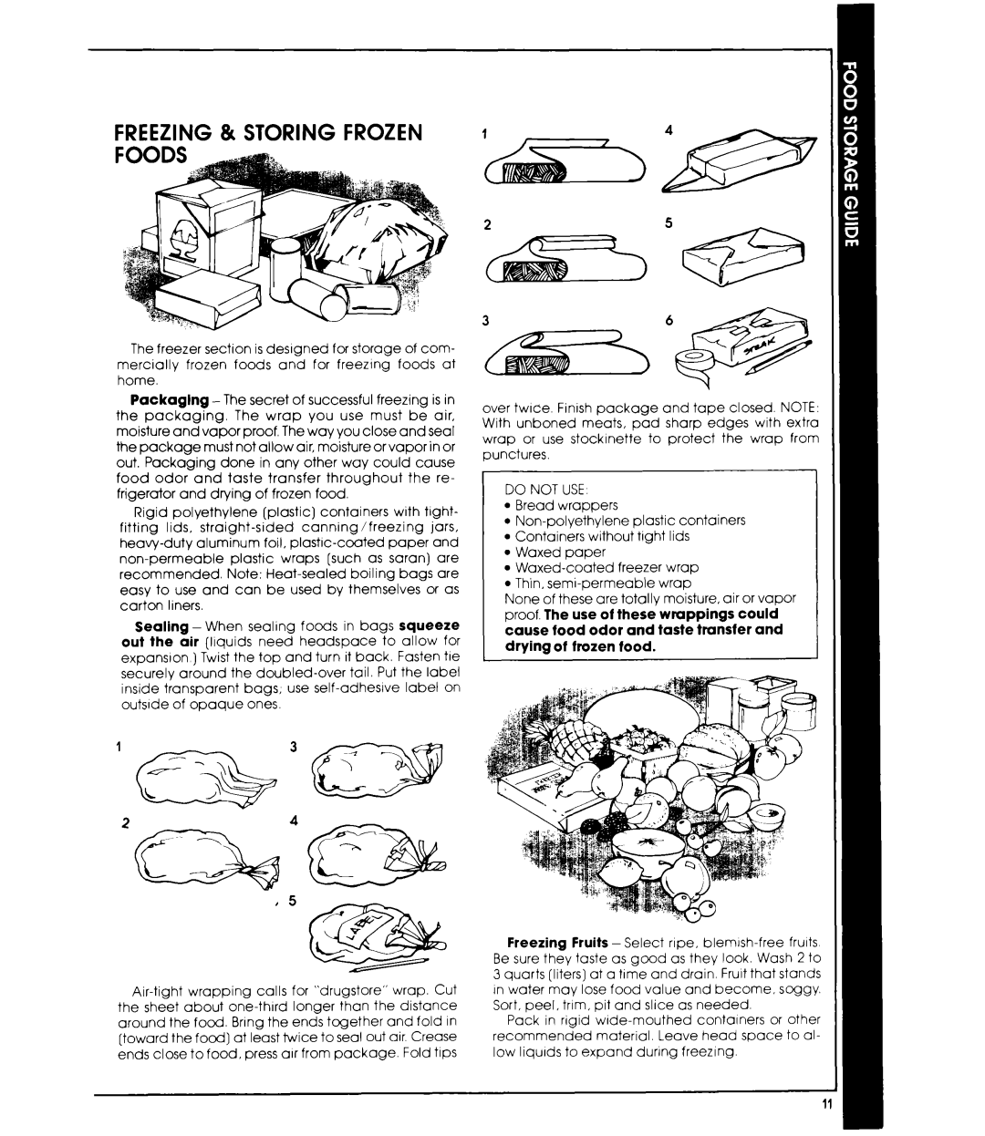 Whirlpool ED19CK manual Freezing & Storing Frozen, Do not USE 