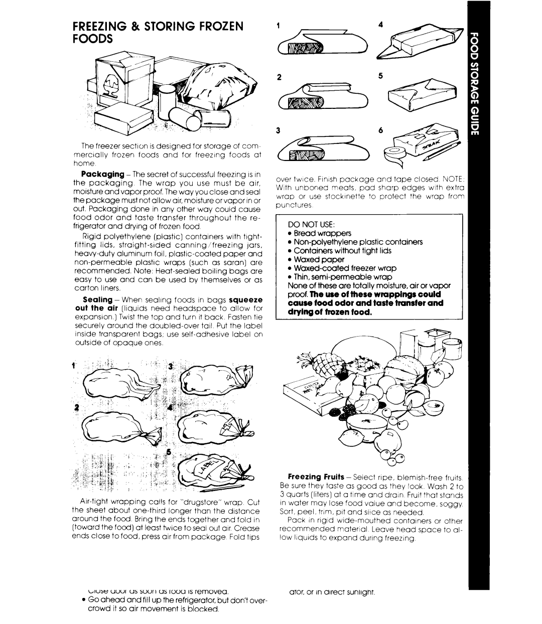 Whirlpool ED19EK manual Freezing & Storing Frozen Foods, Do not USE 