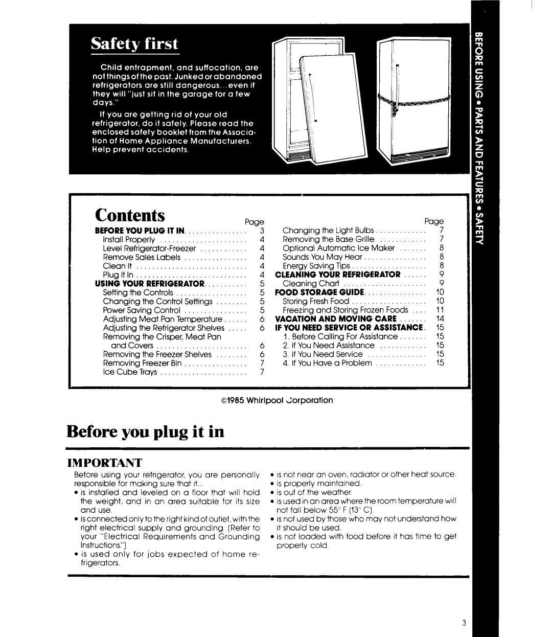 Whirlpool ED19EK manual Contents 