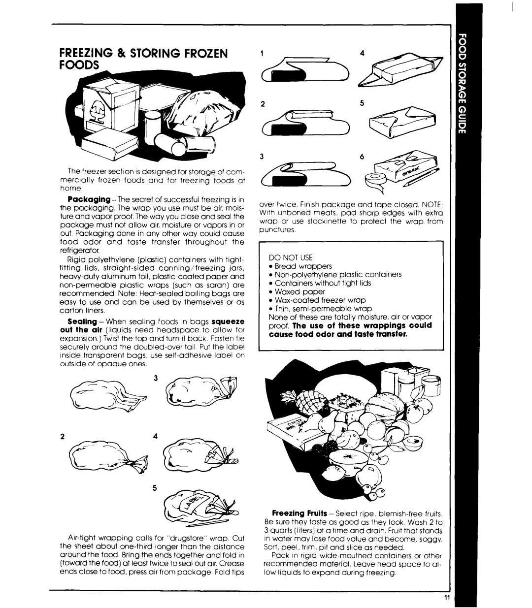 Whirlpool ED19HK manual Freezing & Storing Frozen Foods, Do not USE 