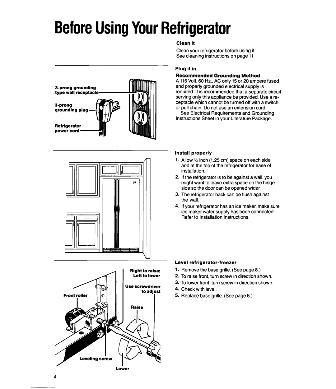 Whirlpool ED20GK, ED20HK manual BeforeUsingYourRefrigerator 