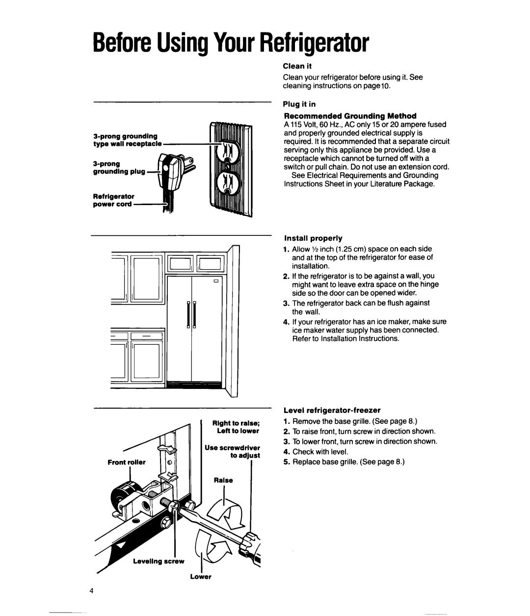 Whirlpool ED20SK manual BeforeUsingYourRefrigerator 