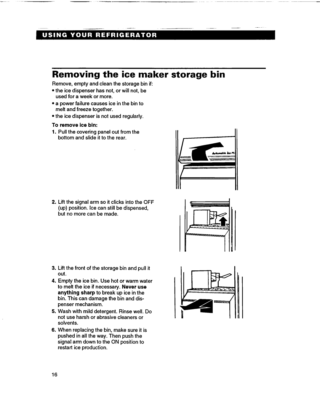 Whirlpool ED22DF warranty Removing the ice maker storage bin 