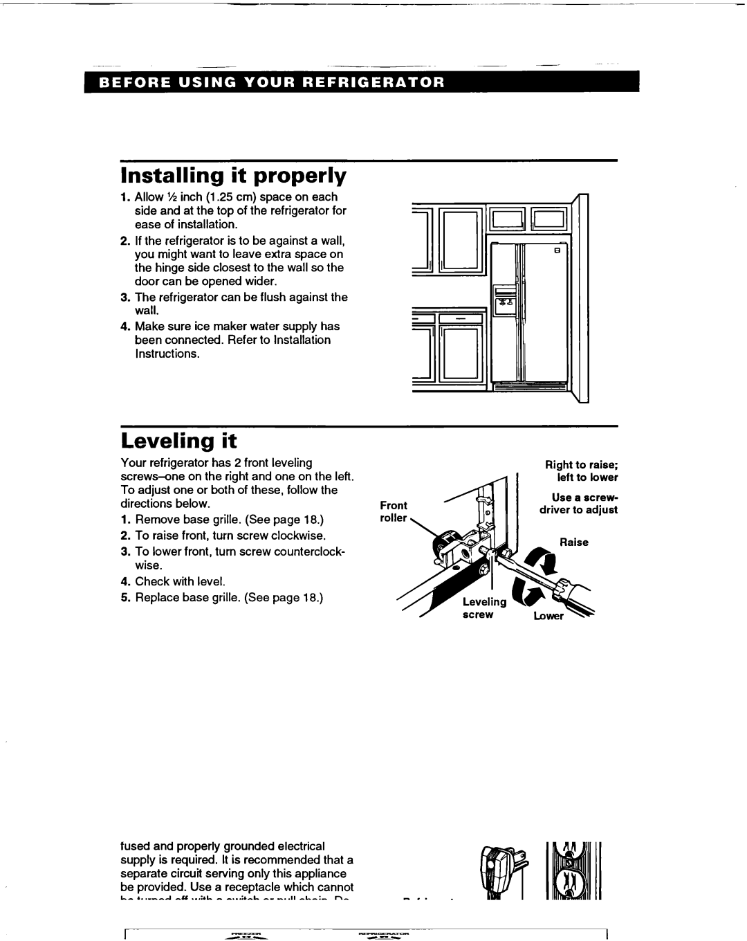 Whirlpool ED22DF warranty Installing it properly, Leveling it 