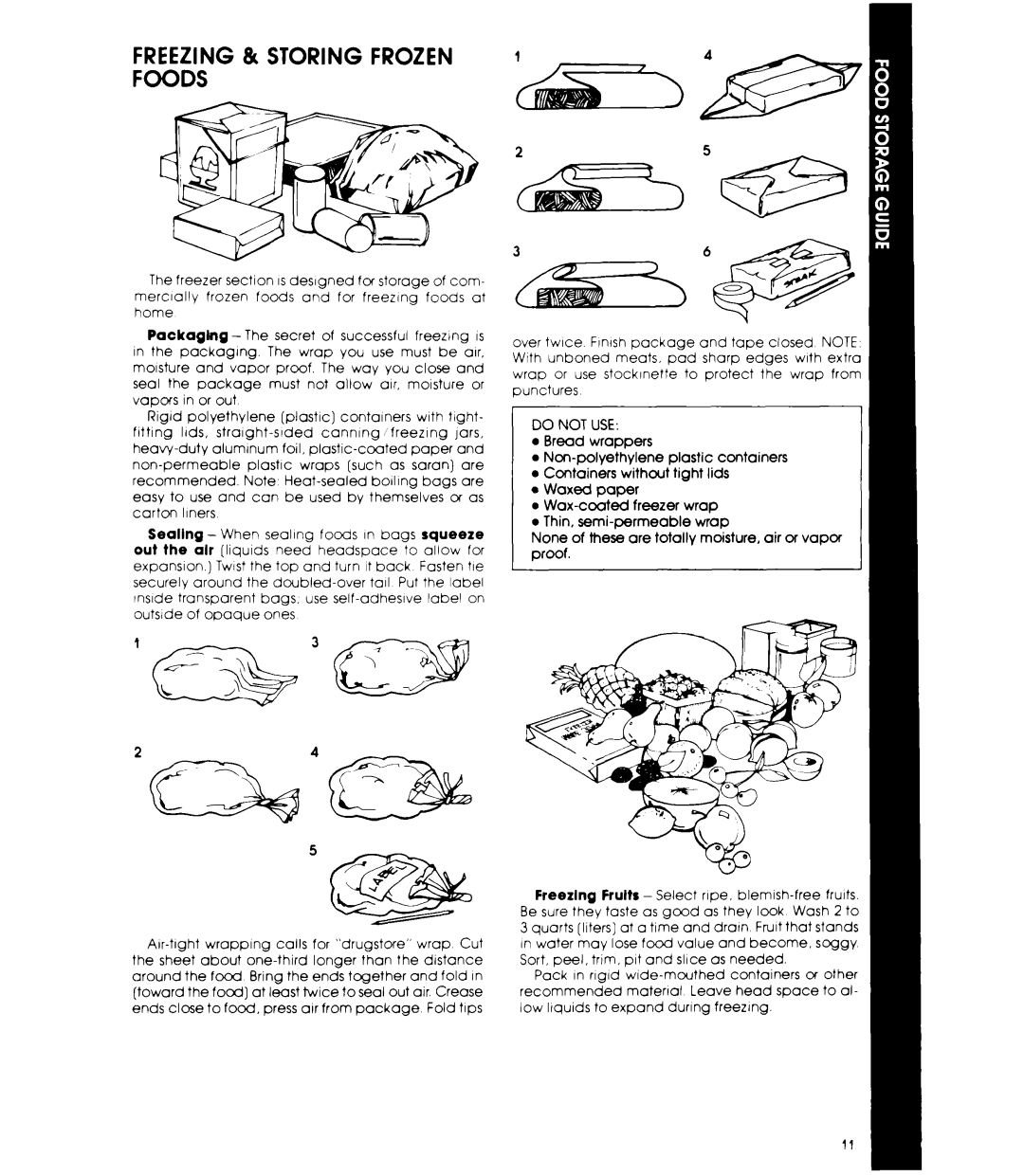 Whirlpool ED22EK manual Freezing & Storing Frozen Foods 