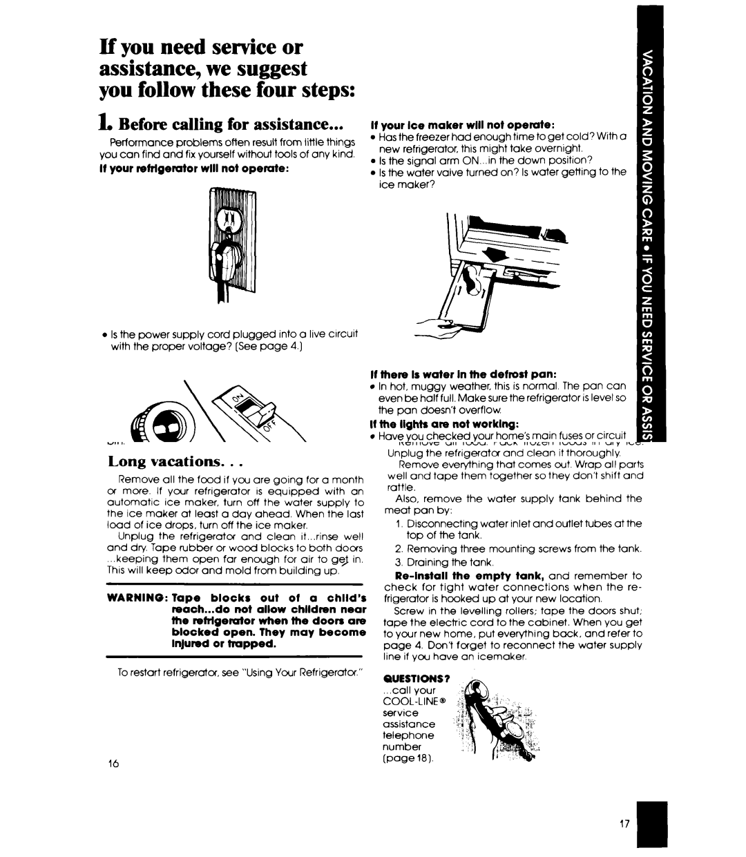 Whirlpool ED22EM manual Before calling for assistance 