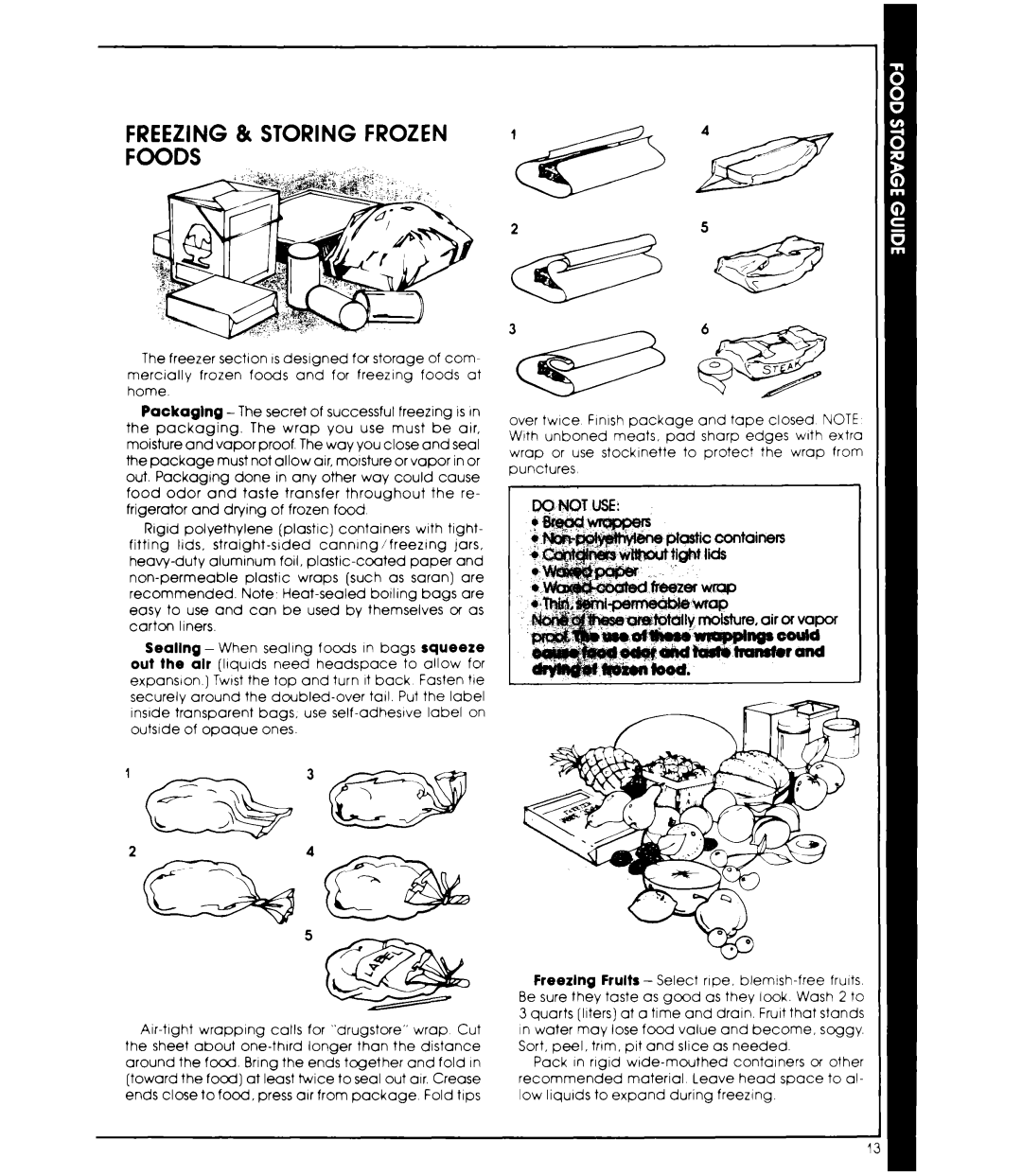 Whirlpool ED22EM manual Freezing & Storing Frozen Foods 
