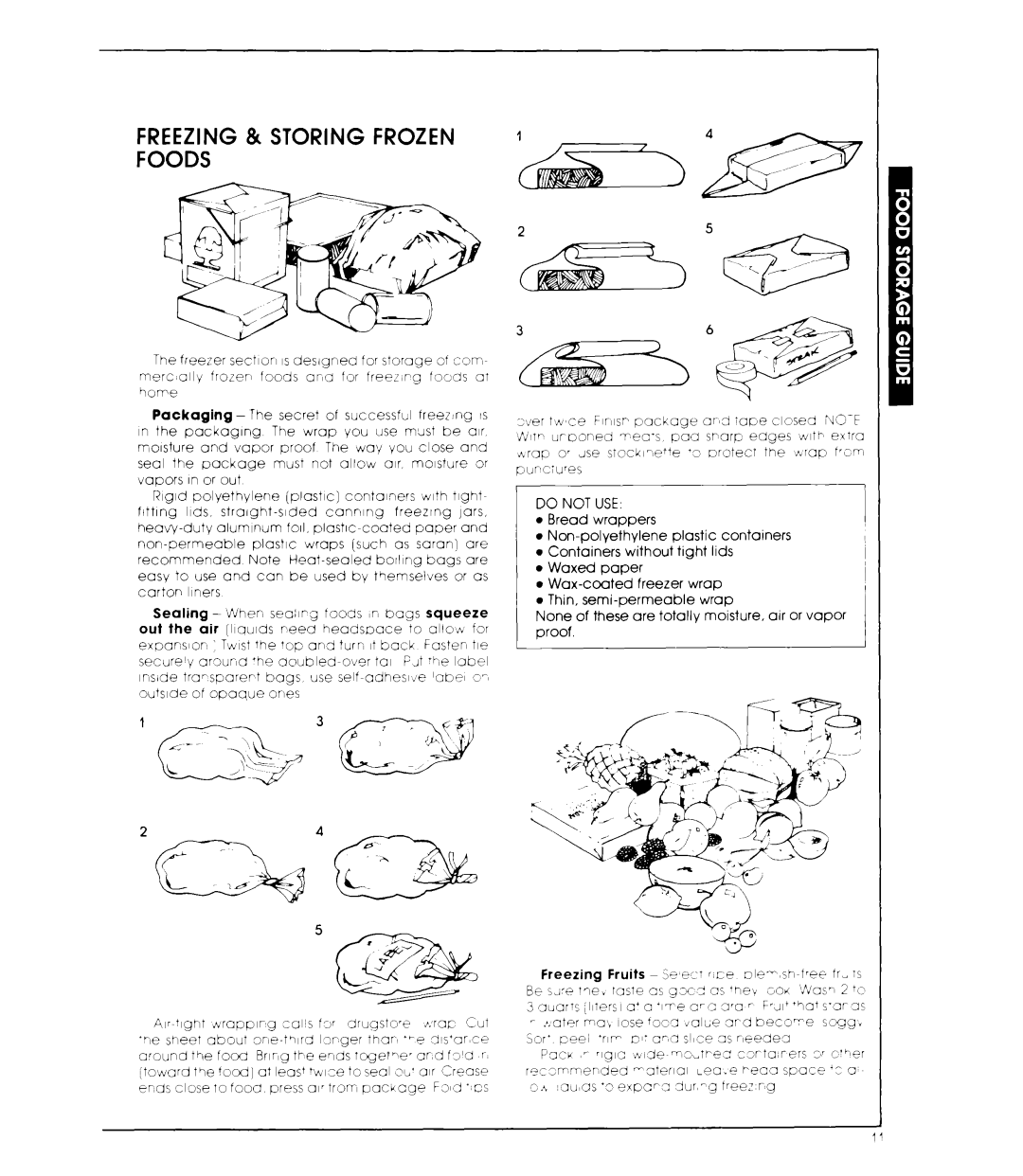 Whirlpool ED22MK manual Freezing & Storing Frozen Foods, Do not USE 