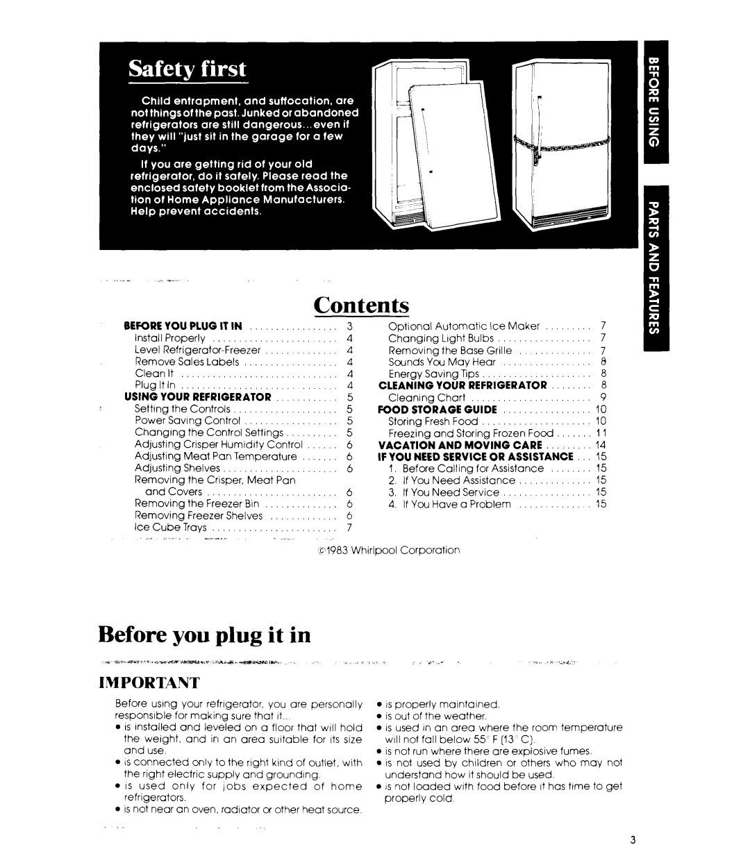 Whirlpool ED22MK manual Contents, Before you plug it 