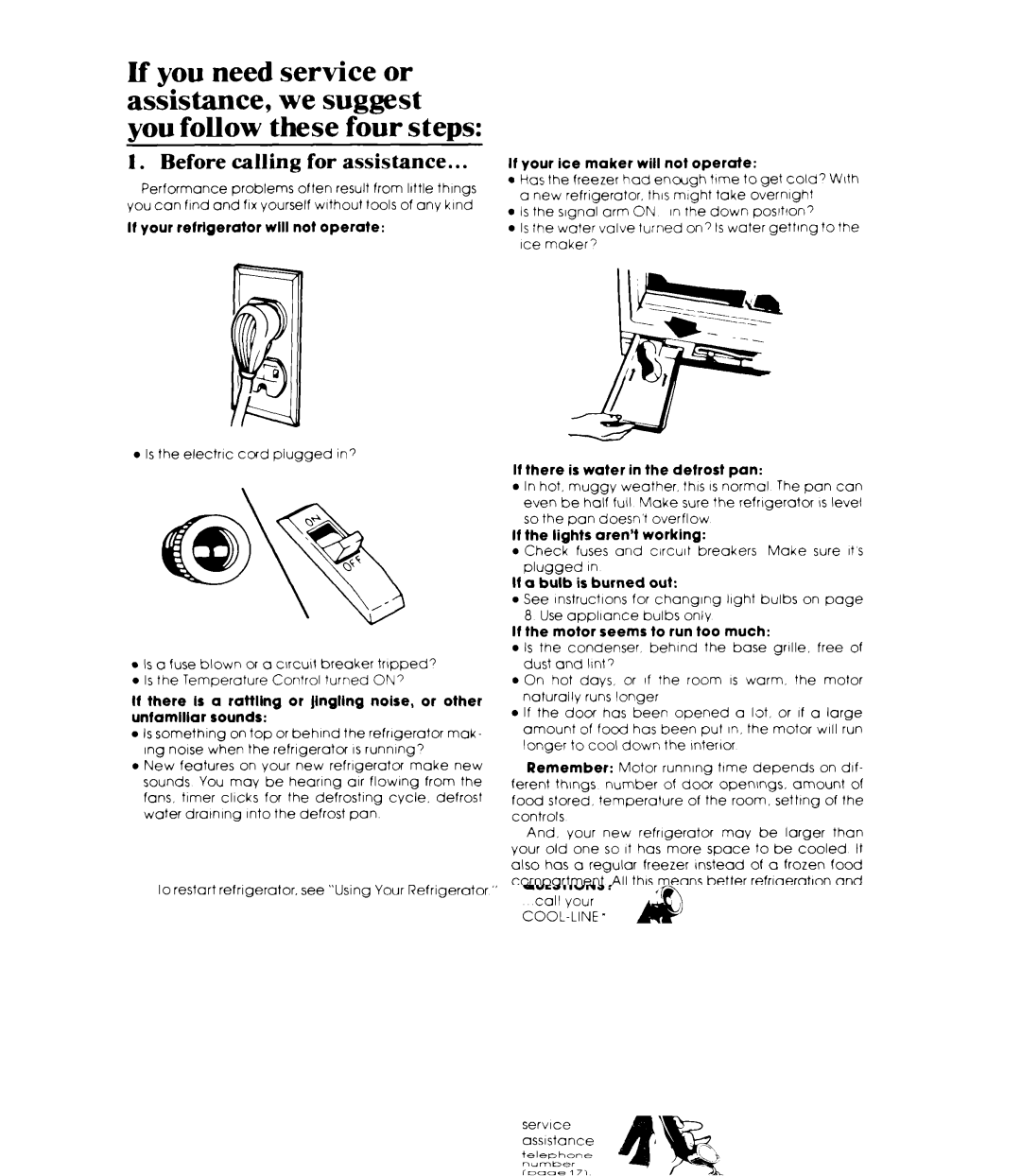 Whirlpool ED22MM manual Before calling for assistance 