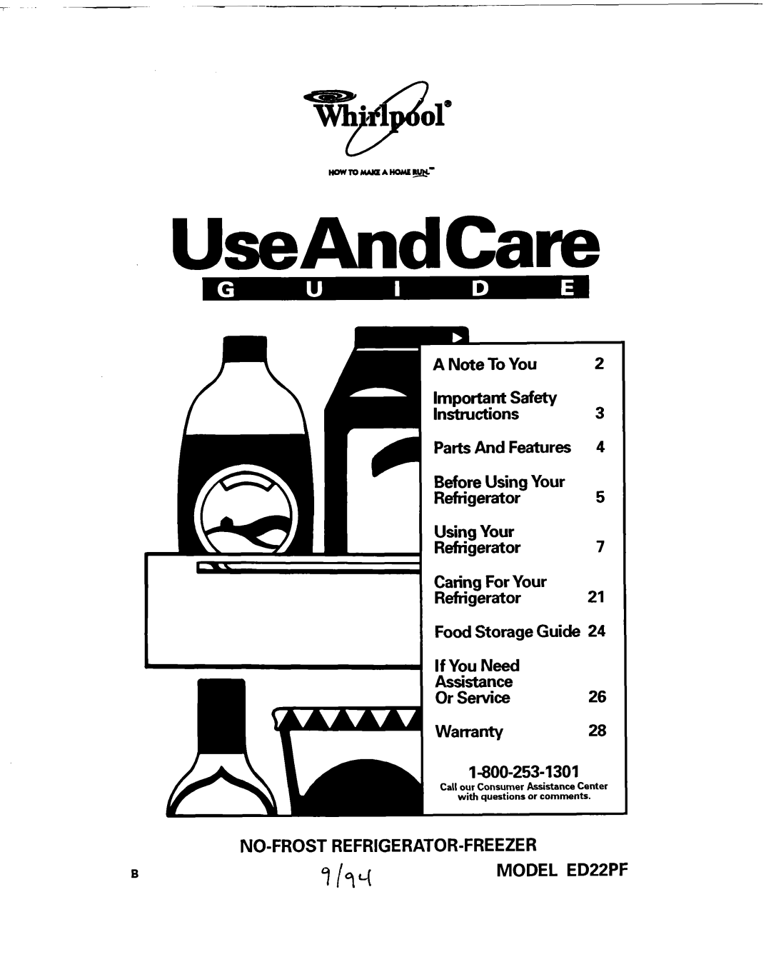 Whirlpool ED22PF warranty UseAndCare 