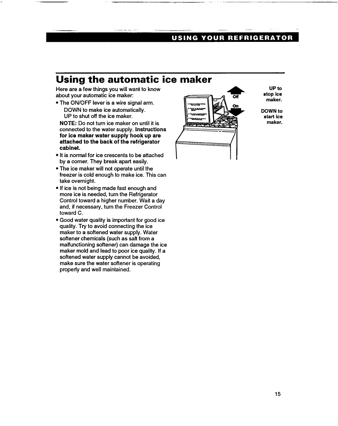 Whirlpool ED22PF warranty Using the automatic Ice maker 