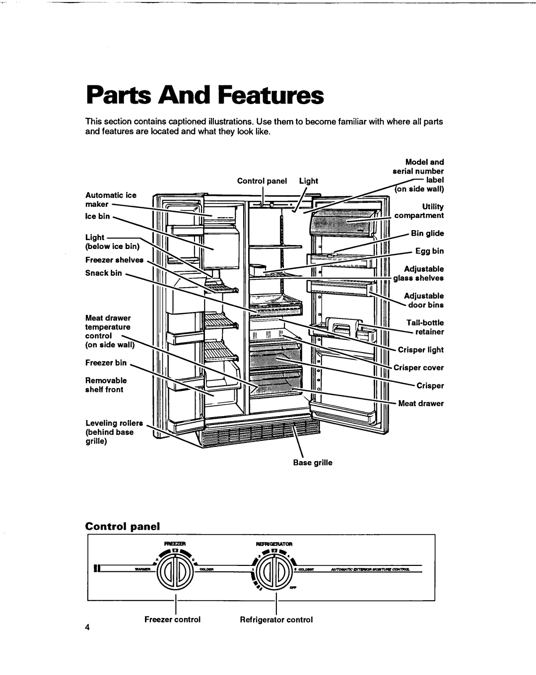 Whirlpool ED22PF warranty Parts And Features, 1111I, Control panel 